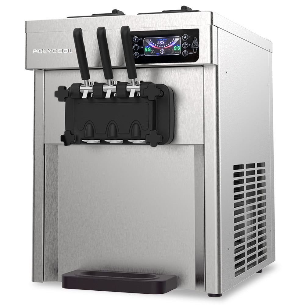POLYCOOL Benchtop Soft Serve Ice Cream Machine, 3 Flavours, 2+Twist, Frozen Yoghurt, Acai Maker, Twin V219-ICMIMCPC263A