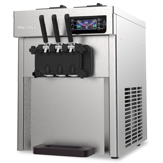 POLYCOOL Benchtop Soft Serve Ice Cream Machine, 3 Flavours, 2+Twist, Frozen Yoghurt, Acai Maker, Twin V219-ICMIMCPC263A