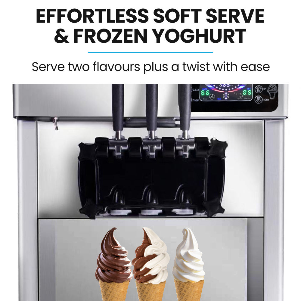 POLYCOOL Benchtop Soft Serve Ice Cream Machine, 3 Flavours, 2+Twist, Frozen Yoghurt, Acai Maker, Twin V219-ICMIMCPC263A