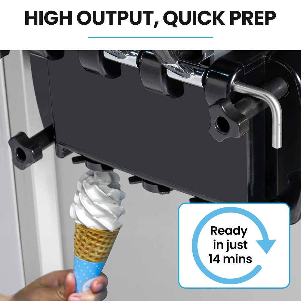 POLYCOOL Benchtop Soft Serve Ice Cream Machine, 3 Flavours, 2+Twist, Frozen Yoghurt, Acai Maker, Twin V219-ICMIMCPC263A