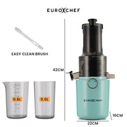 EUROCHEF Cold Press Slow Juicer Machine, Large Chute, 200W, Seafoam Green V219-INCJCPEC15GA
