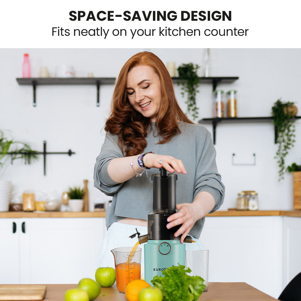 EUROCHEF Cold Press Slow Juicer Machine, Large Chute, 200W, Seafoam Green V219-INCJCPEC15GA