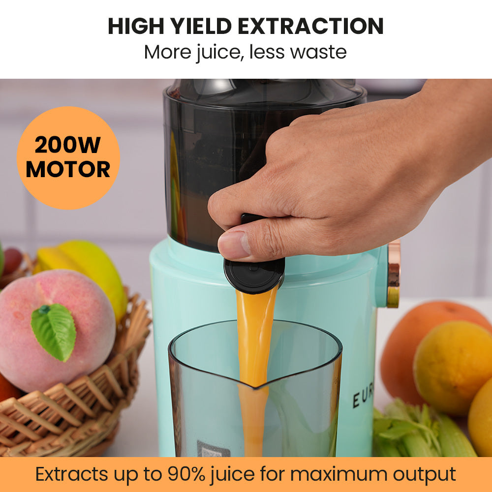 EUROCHEF Cold Press Slow Juicer Machine, Large Chute, 200W, Seafoam Green V219-INCJCPEC15GA