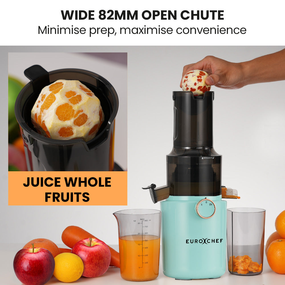 EUROCHEF Cold Press Slow Juicer Machine, Large Chute, 200W, Seafoam Green V219-INCJCPEC15GA