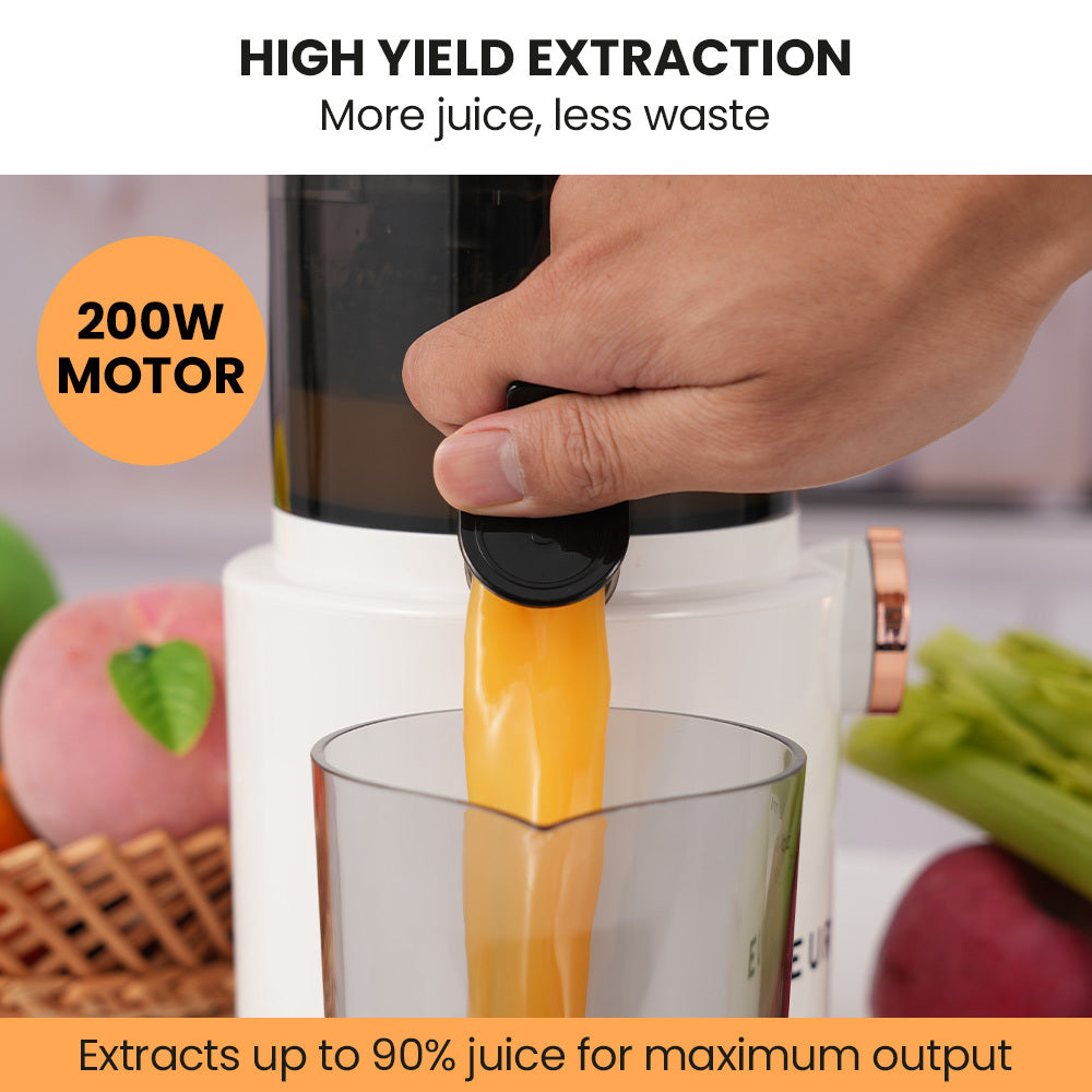 EUROCHEF Cold Press Slow Juicer Machine, Large Chute, 200W, White V219-INCJCPEC15WA
