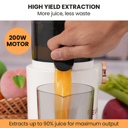 EUROCHEF Cold Press Slow Juicer Machine, Large Chute, 200W, White V219-INCJCPEC15WA