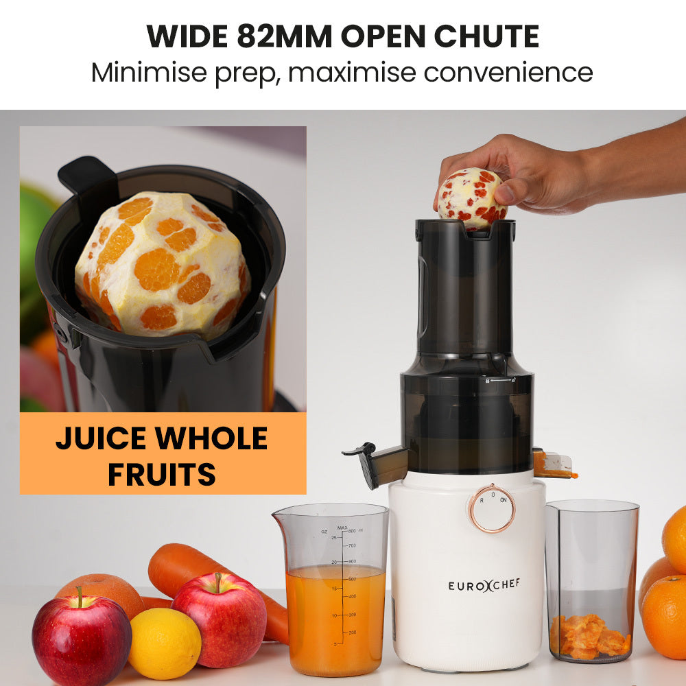 EUROCHEF Cold Press Slow Juicer Machine, Large Chute, 200W, White V219-INCJCPEC15WA