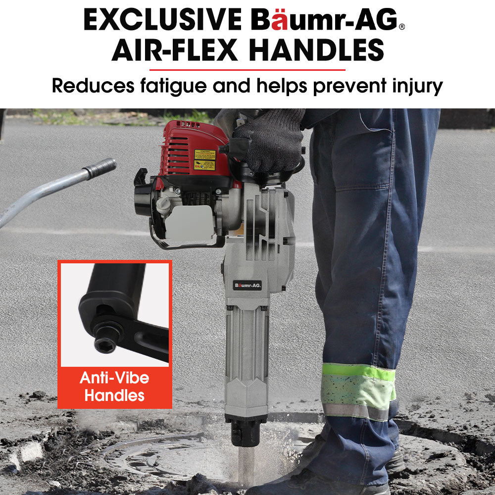 Baumr-AG 4 Stroke Petrol Jackhammer, with 2 Chisels, Carry Bag V219-JHMPTRBM440A