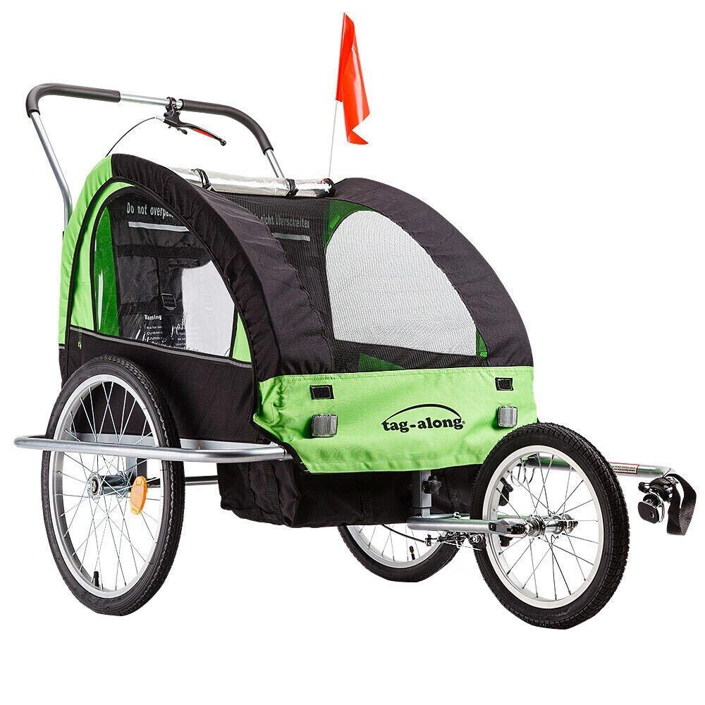 Tag-along Kids Bike Trailer Bicycle Pram Stroller Children Jogger Green V219-KIDBKTTAGAGRN