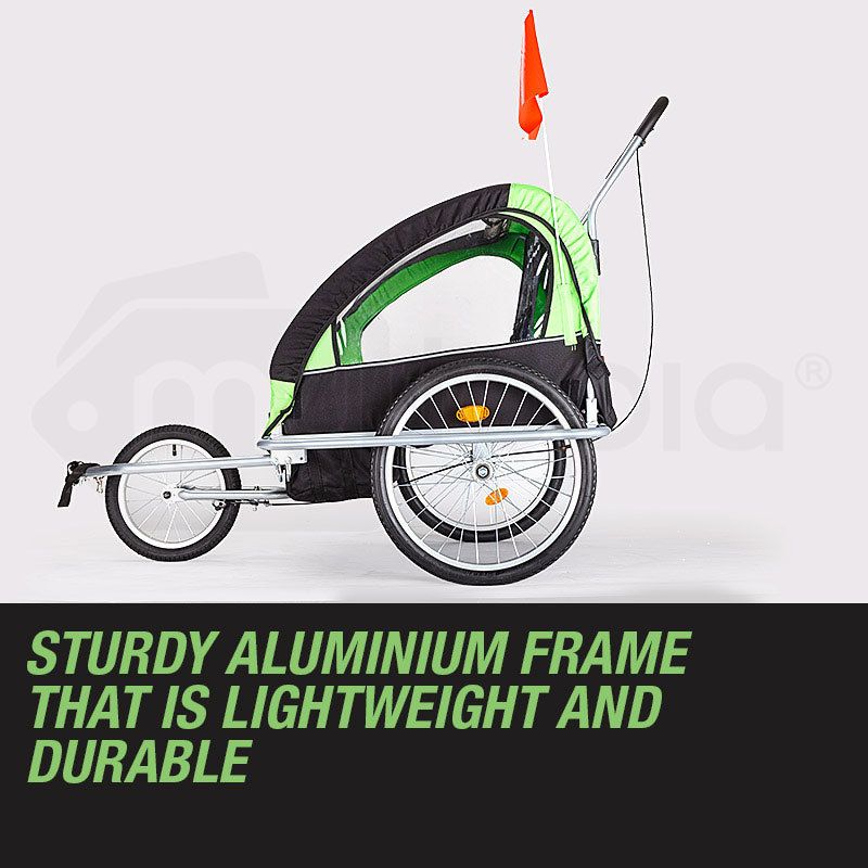 Tag-along Kids Bike Trailer Bicycle Pram Stroller Children Jogger Green V219-KIDBKTTAGAGRN