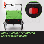 Tag-along Kids Bike Trailer Bicycle Pram Stroller Children Jogger Green V219-KIDBKTTAGAGRN