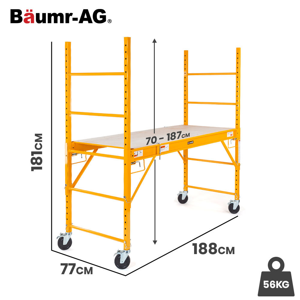 Baumr-AG 450kg Mobile Scaffold High Work Platform Scaffolding Portable V219-LDRSCFBMRAA18