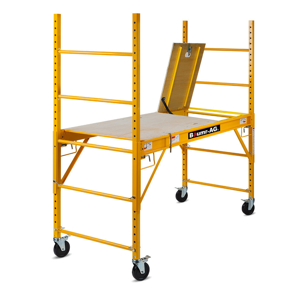 Baumr-AG Adjustable Mobile Scaffolding, 450kg Capacity, with Trapdoor Hatch V219-LDRSCFBMRAH18