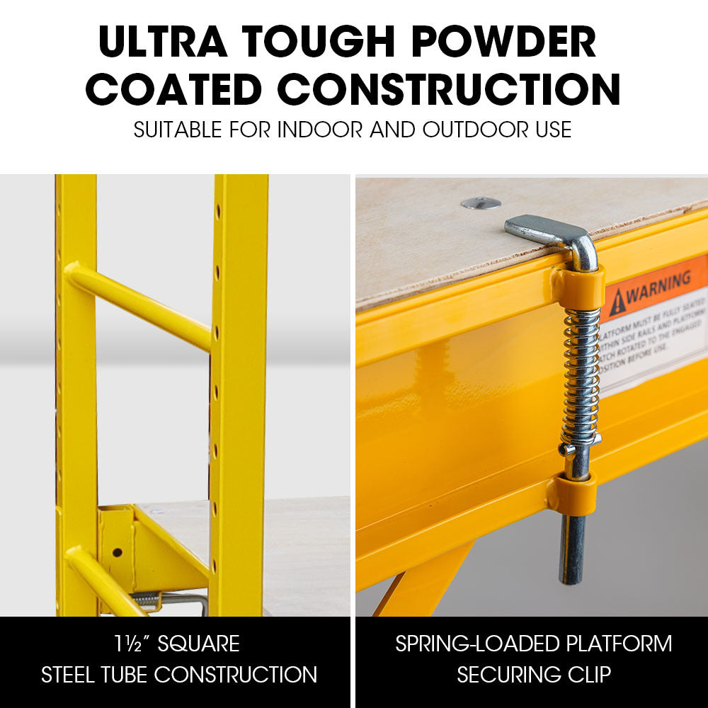 Baumr-AG Adjustable Mobile Scaffolding, 450kg Capacity, with Trapdoor Hatch V219-LDRSCFBMRAH18