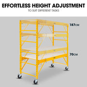 Baumr-AG Adjustable Mobile Scaffolding, 450kg Capacity, with Trapdoor Hatch V219-LDRSCFBMRAH18