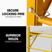 Baumr-AG Adjustable Mobile Scaffolding, 450kg Capacity, with Trapdoor Hatch V219-LDRSCFBMRAH18