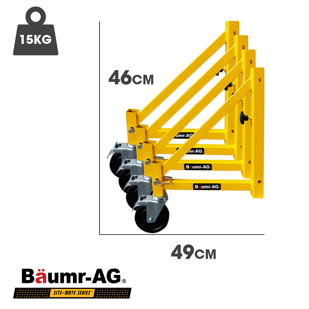 Baumr-AG Outrigger Wheel Set for Adjustable Mobile Scaffolding, 4pc V219-LDRSCFBMRAOTG