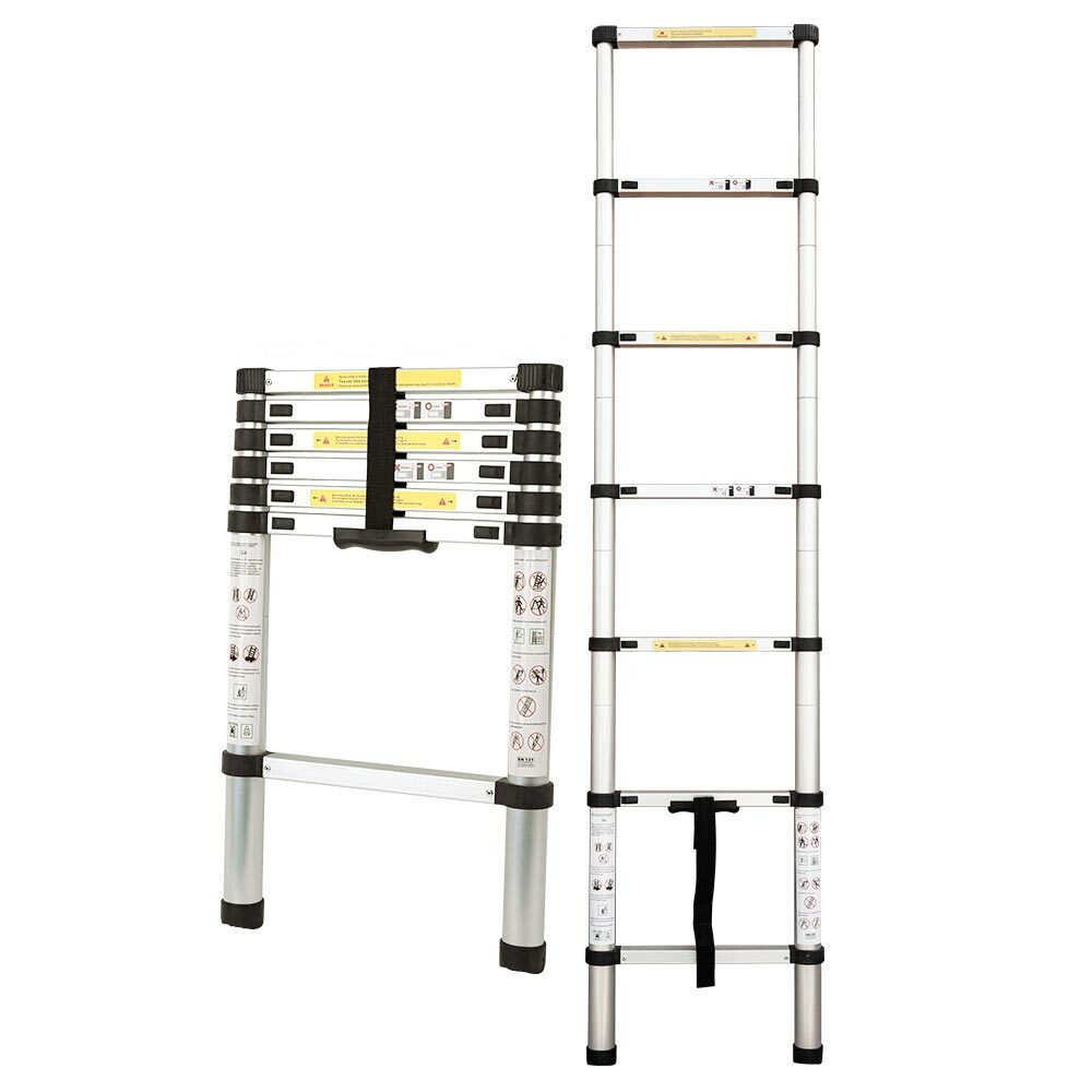 Bullet 2m Telescopic Aluminium Ladder Alloy Extension Extendable Steps V219-LDRTELBULA20S