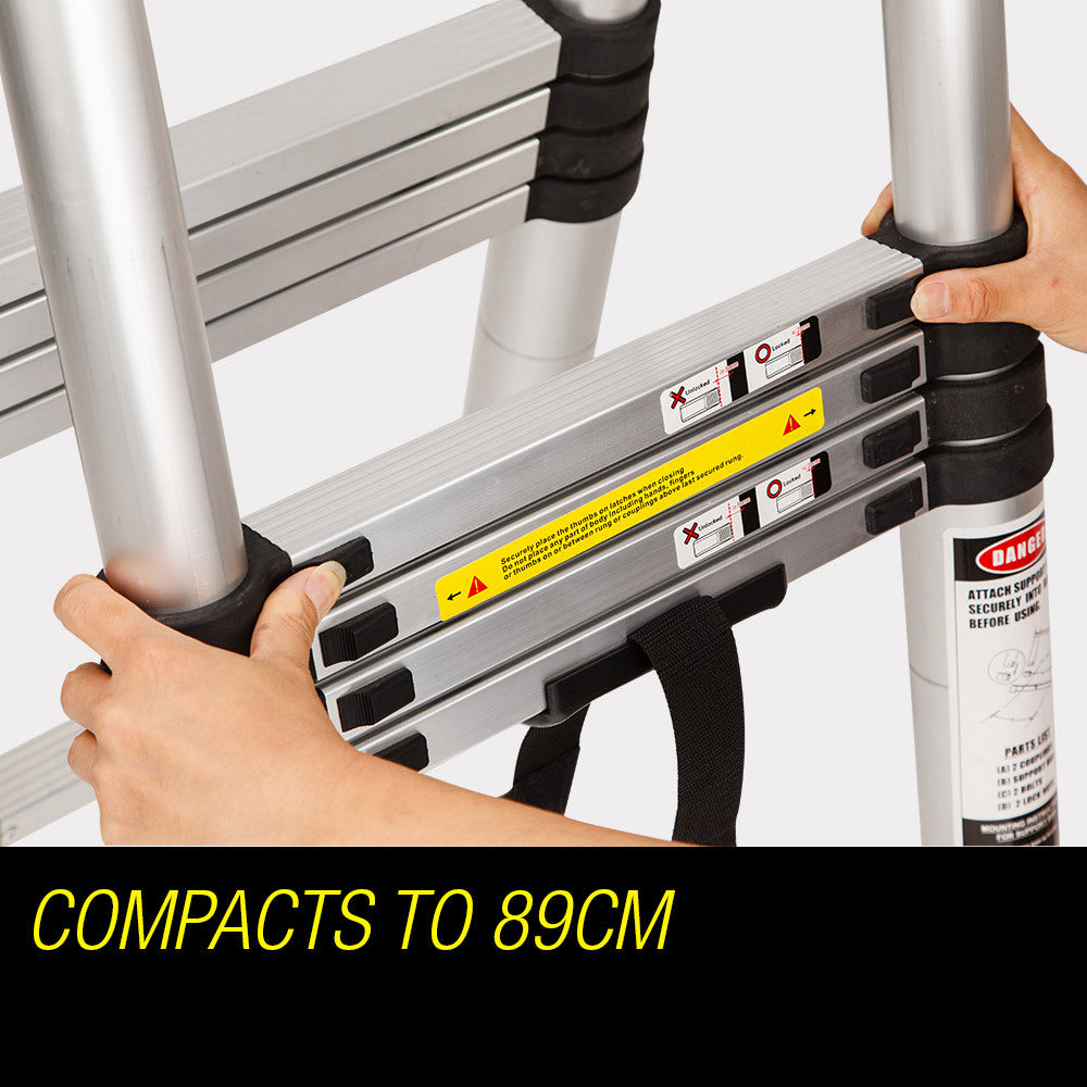 Bullet 3.8m Multipurpose Telescopic Folding Ladder Aluminium Alloy Extension V219-LDRTELBULA38A