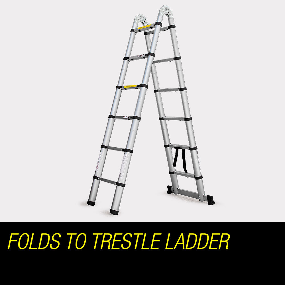 Bullet 3.8m Multipurpose Telescopic Folding Ladder Aluminium Alloy Extension V219-LDRTELBULA38A