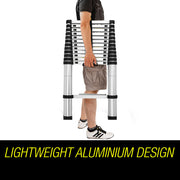 Bullet 3.8m Telescopic Aluminium Ladder Alloy Extension Extendable Steps Multi Portable V219-LDRTELBULA38S