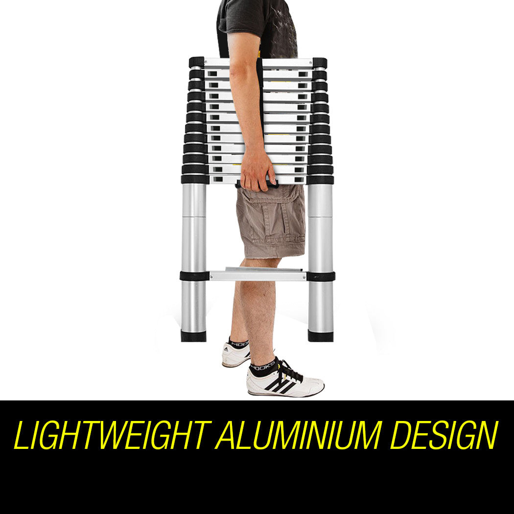 Bullet 3.8m Telescopic Aluminium Ladder Alloy Extension Extendable Steps Multi Portable V219-LDRTELBULA38S