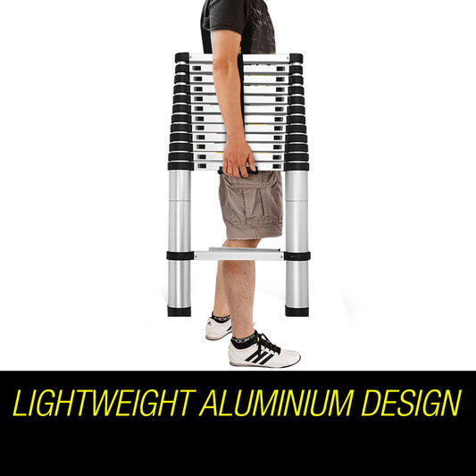 Bullet 3.8m Telescopic Aluminium Ladder Alloy Extension Extendable Steps Multi Portable V219-LDRTELBULA38S