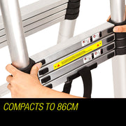 Bullet 3.8m Telescopic Aluminium Ladder Alloy Extension Extendable Steps Multi Portable V219-LDRTELBULA38S