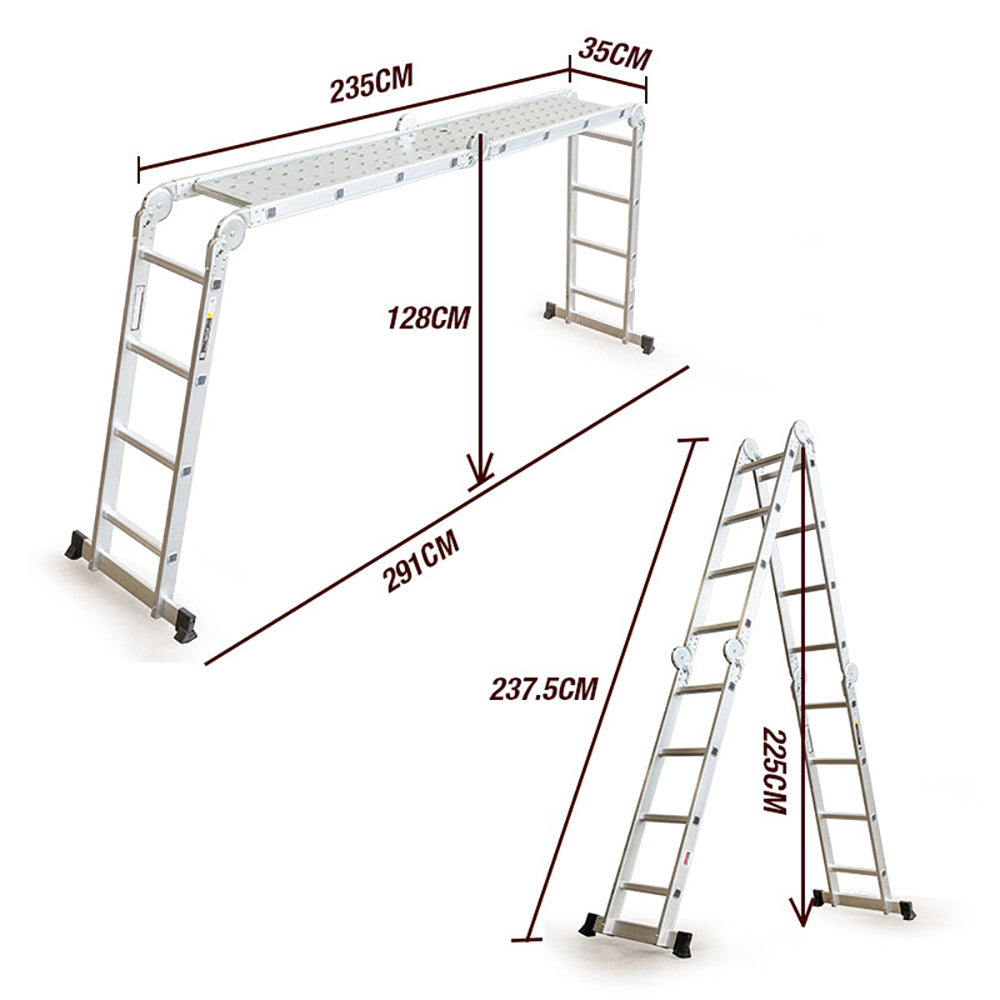 BULLET Pro 4.7m Multi-Purpose Ladder Aluminium Extension Folding Adjustable Step V219-LDRTELBULA47M