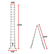 Bullet 5m Telescopic Aluminium Multipurpose Ladder Extension Alloy Step V219-LDRTELBULA50A
