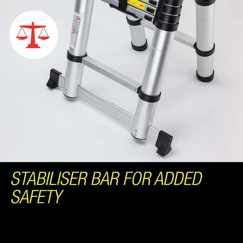 Bullet 5m Telescopic Aluminium Multipurpose Ladder Extension Alloy Step V219-LDRTELBULA50A