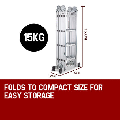Bullet 5.8m Multipurpose Ladder Aluminium Extension Folding Adjustable Step V219-LDRTELBULA58M