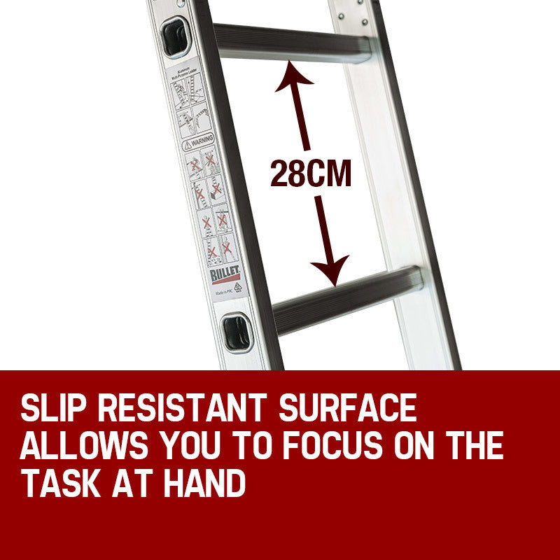 Bullet 5.8m Multipurpose Ladder Aluminium Extension Folding Adjustable Step V219-LDRTELBULA58M