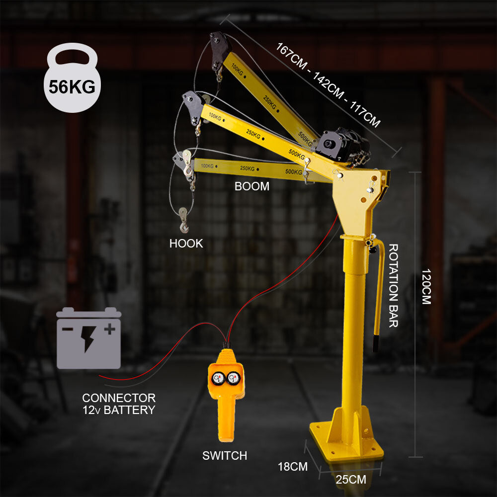 T-REX 12V 800kg 360 Degree Swivel Lifting Crane, for Ute Truck Workshop V219-LFTHSTTRXB0XL