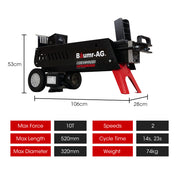 Baumr-AG 10 Tonne Electric Hydraulic Wood Log Splitter - HPS3800E V219-LGSELEBM3M8A