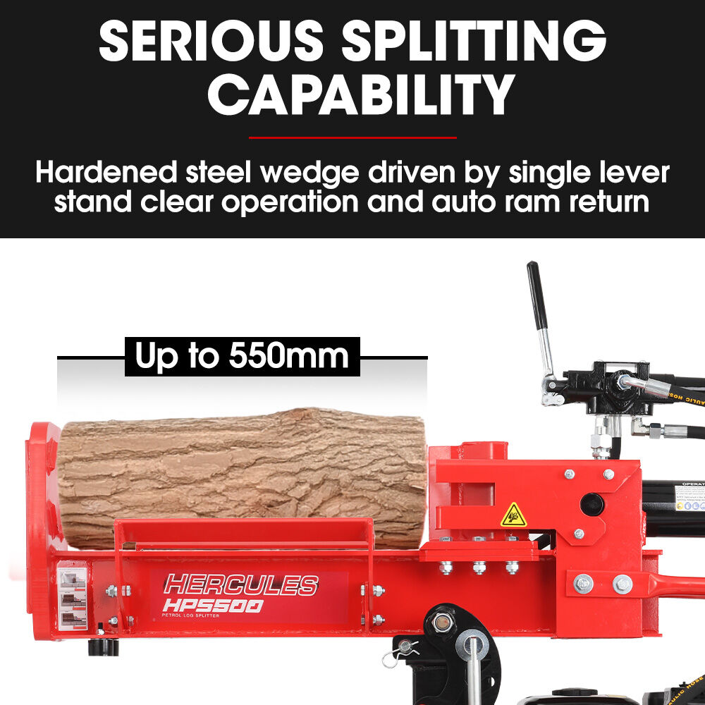 BAUMR-AG 20 Tonne Petrol Hydraulic Wood Log Splitter, Horizontal and Vertical Logsplitter - HPS500 V219-LGSPTRBM5C0A