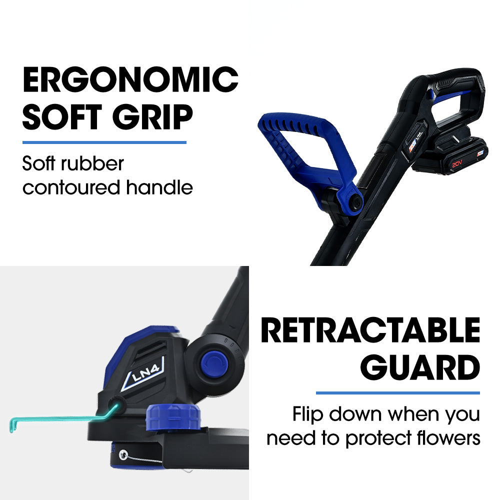 POWERBLADE LN4 20V Cordless Electric Line Trimmer & Garden Edger Kit, with Battery and Fast Charger V219-LTMCLSPBLN2A