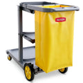 AUCH Janitor Cleaning Trolley, Housekeeping Cart, 3 Shelves, Tool Storage Clamp, Wet Sign Hook, Quiet Wheels, V219-MATJANAC09YB