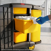 AUCH Double Bag Janitor Cleaning Trolley, Housekeeping Cart, Lockable Cabinet with Storage Tubs, Quiet V219-MATJANAC11YB