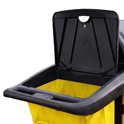 AUCH Double Bag Janitor Cleaning Trolley, Housekeeping Cart, Lockable Cabinet with Storage Tubs, Quiet V219-MATJANAC13YB