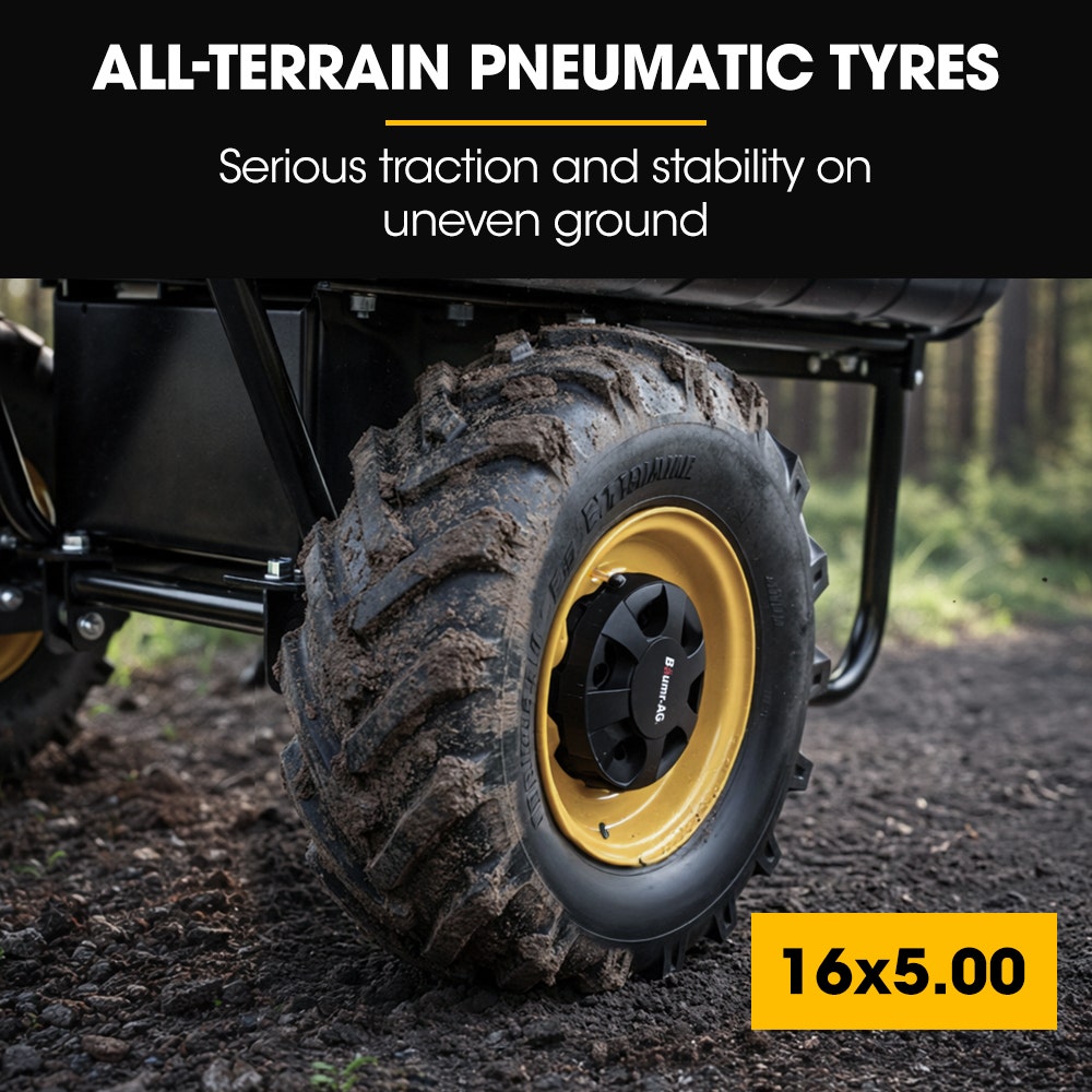BAUMR-AG 40V Li-ion Powered 300KG / 300L Wheelbarrow, ATV Tow Bar, Deep V-tread Tyre, 2 Wheel Direct Drive V219-MATPBRBM1M1A