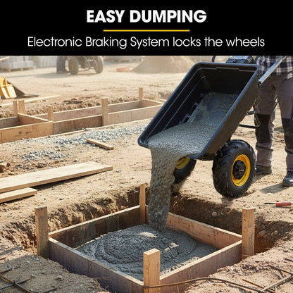 BAUMR-AG 40V Li-ion Powered 300KG / 300L Wheelbarrow, ATV Tow Bar, Deep V-tread Tyre, 2 Wheel Direct Drive V219-MATPBRBM1M1A