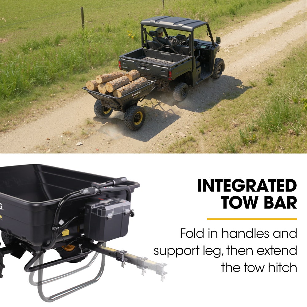 BAUMR-AG 40V Li-ion Powered 300KG / 300L Wheelbarrow, ATV Tow Bar, Deep V-tread Tyre, 2 Wheel Direct Drive V219-MATPBRBM1M1A