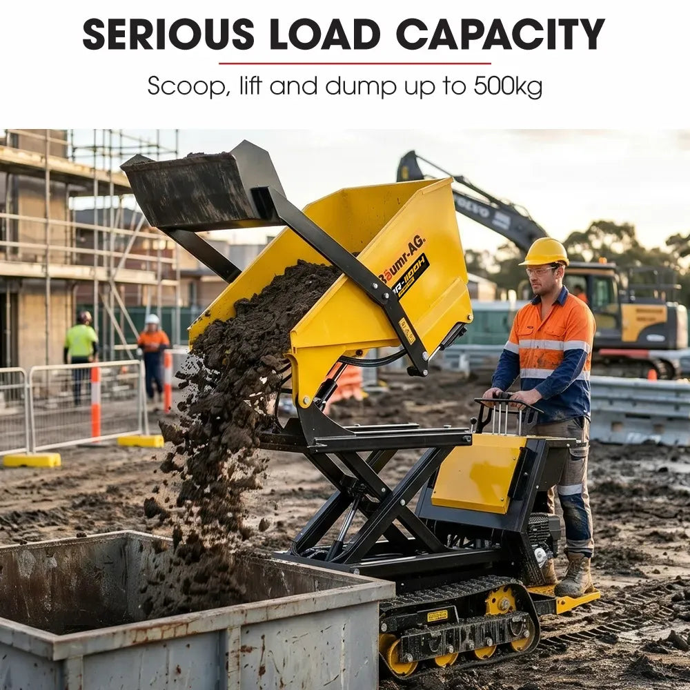 BAUMR-AG Tracked High Lifting/Tipping Power Barrow, 500kg Load Capacity, Hydrostatic, 9hp Engine V219-MATPBRBM9CHA