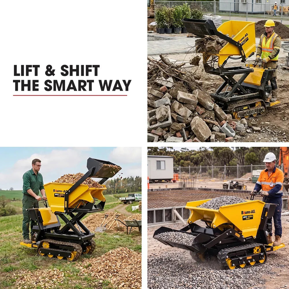BAUMR-AG Tracked High Lifting/Tipping Power Barrow, 500kg Load Capacity, Hydrostatic, 9hp Engine V219-MATPBRBM9CHA