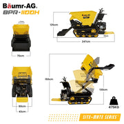 BAUMR-AG Tracked High Lifting/Tipping Power Barrow, 500kg Load Capacity, Hydrostatic, 9hp Engine V219-MATPBRBM9CHA