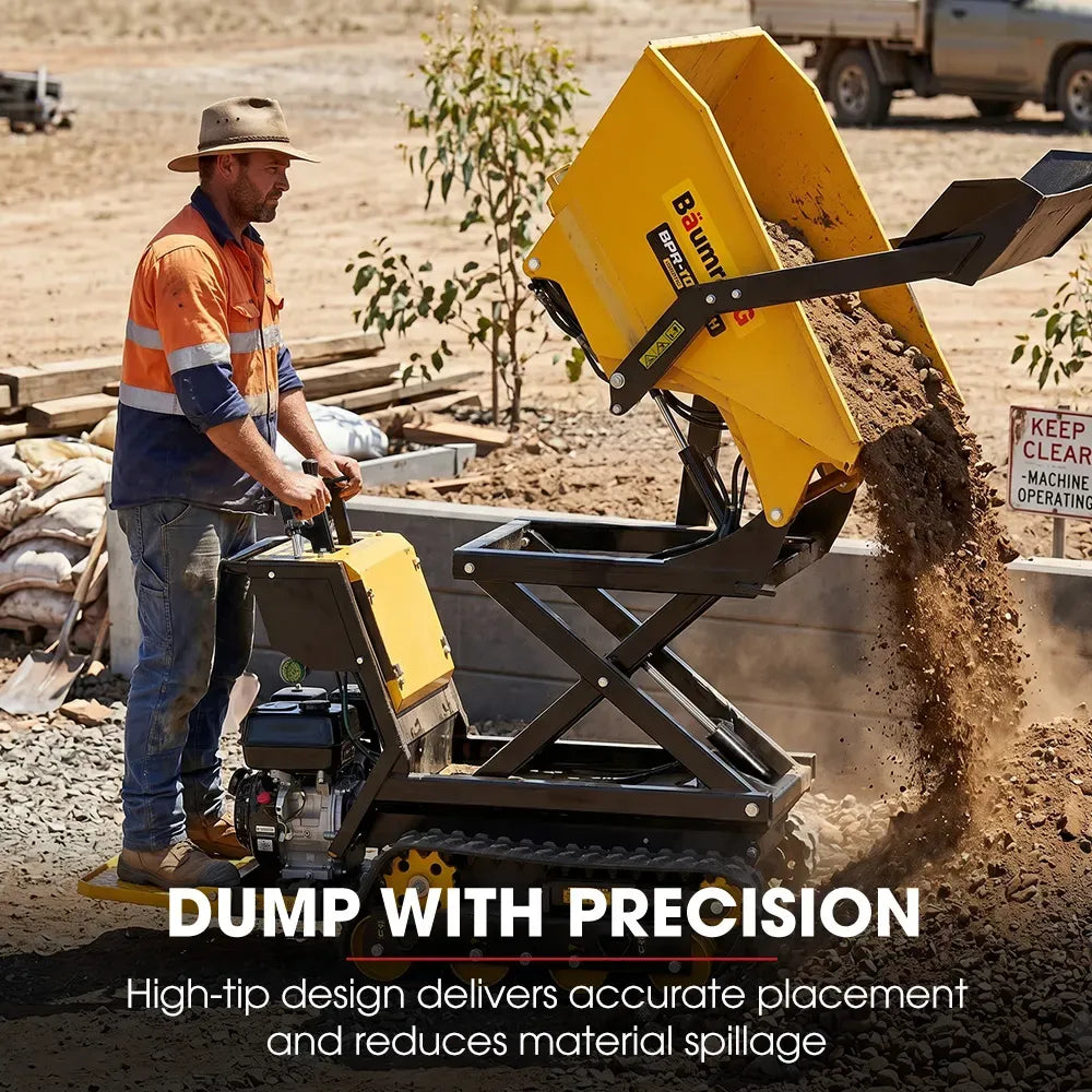 BAUMR-AG Tracked High Lifting/Tipping Power Barrow, 500kg Load Capacity, Hydrostatic, 9hp Engine V219-MATPBRBM9CHA