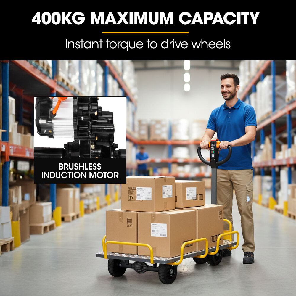 BAUMR-AG 40V Li-ion 400kg Electric Powered Platform Trolley, Adjustable Tray, Utility Cart Trolley for V219-MATPTLBM1M2A