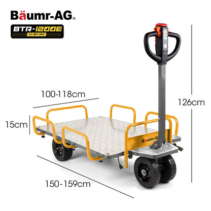 BAUMR-AG 40V Li-ion 400kg Electric Powered Platform Trolley, Adjustable Tray, Utility Cart Trolley for V219-MATPTLBM1M2A