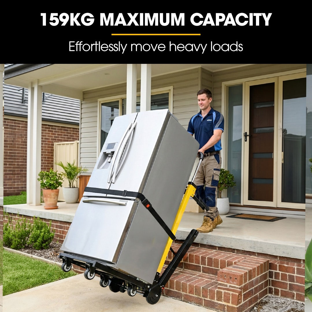 BAUMR-AG Electric Stair Climbing Hand Truck 159kg Load, Foldable Motorised Dolly Cart for Moving Furniture V219-MATSTCBM1CYA